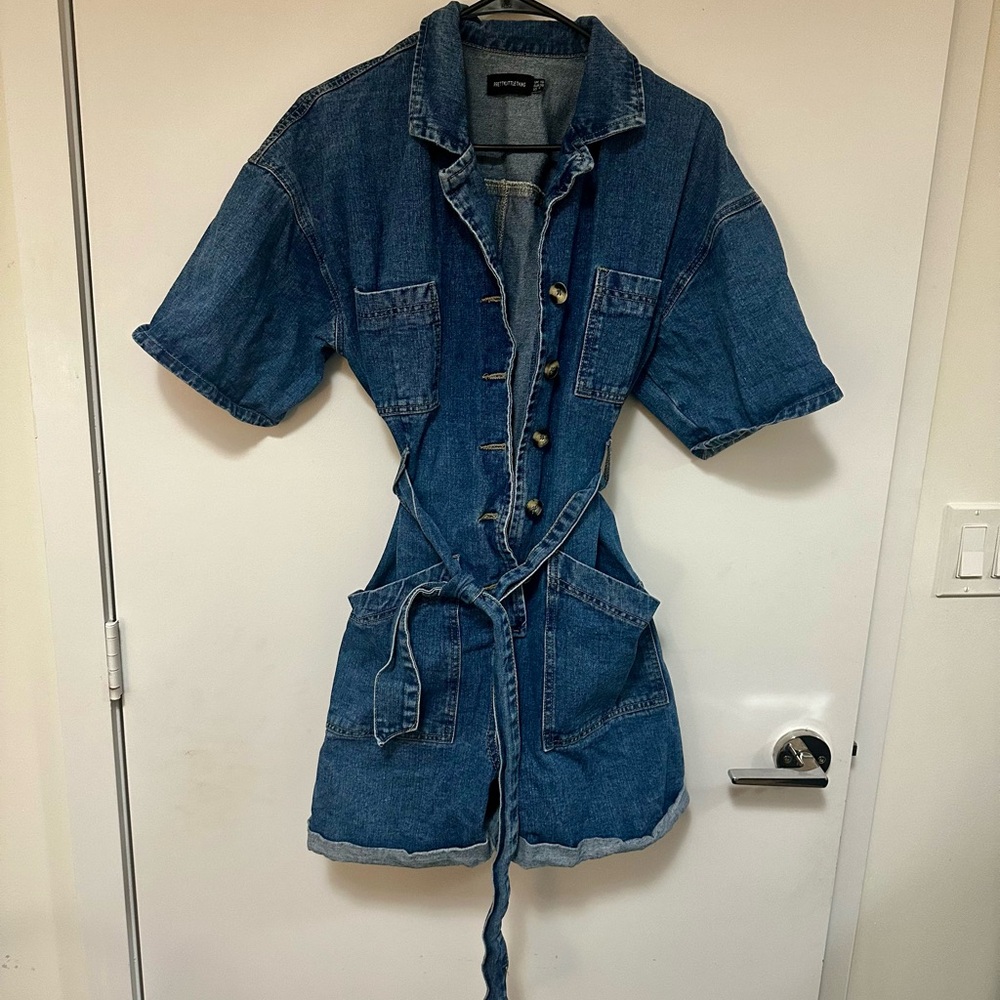 Denim Button-Up Romper
